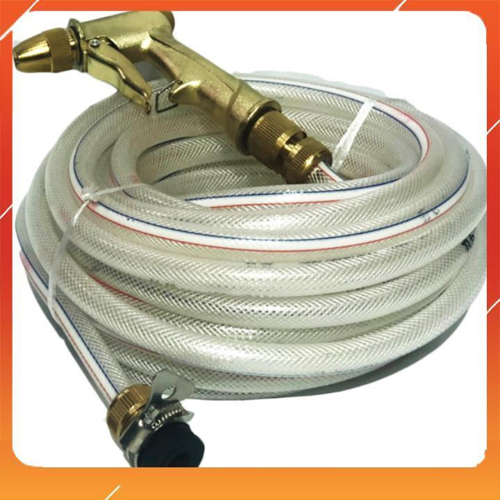 Bộ dây vòi xịt bơm nước tưới rửa , tăng áp 3 lần, loại 15m 206701-1 đầu đồng,cút đồng