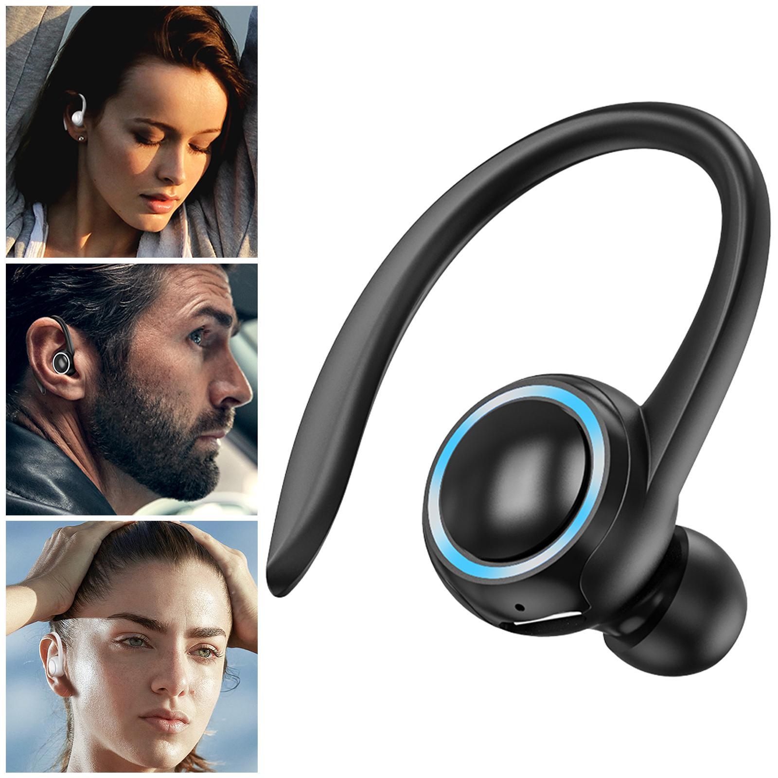 T10 Bluetooth Headset Ear Hook Sweatproof Headphone Stereo Single Ear in-Ear Earbuds for Gym Gaming Cycling Outdoor Indoor Noise Cancelling