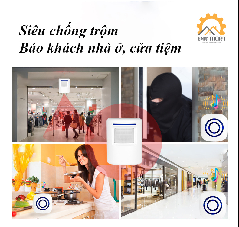 Chuông cửa báo khách YF0256-m thanh to, rõ ràng, Thiết bị nhỏ gọn dễ lắp đặt, Chống trộm hiệu quả