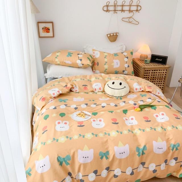 Set Chăn Ga Gối Cotton Living hàng Nhập Khẩu Cao Cấp 4 Món Gấu Thỏ
