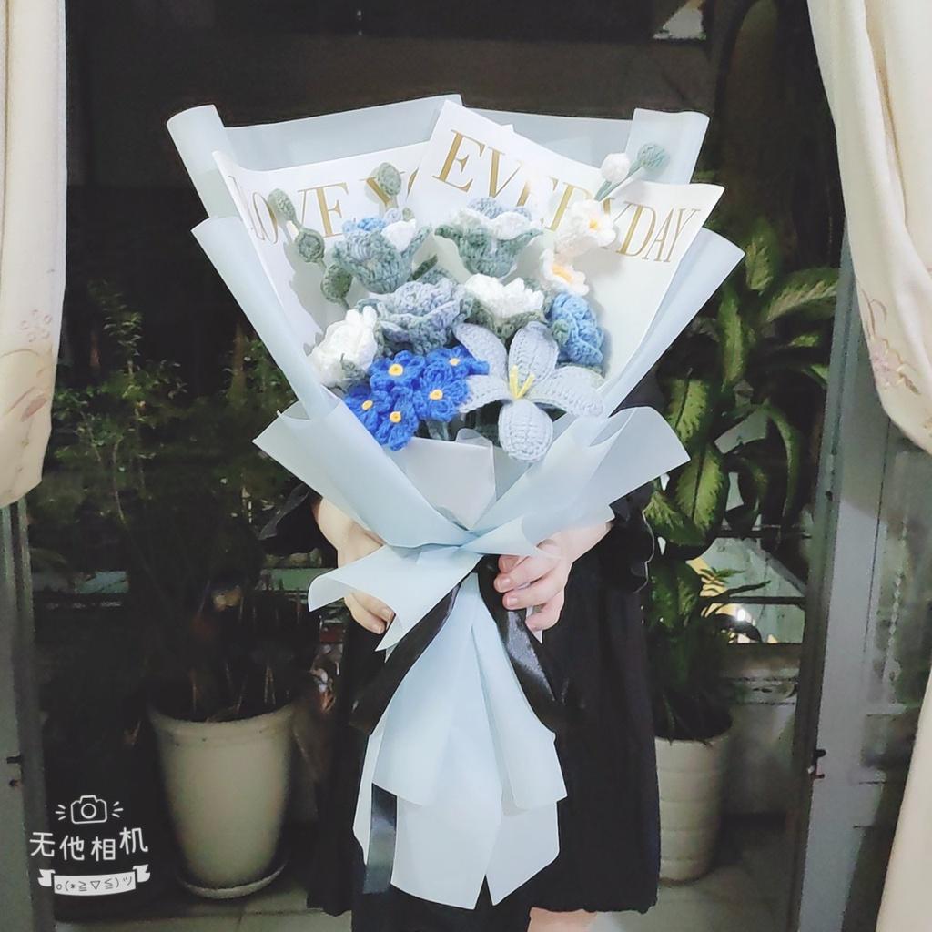 Bó hoa len size lớn thủ công handmade Quà tặng dịp sinh nhật, kỷ niệm, valentine...