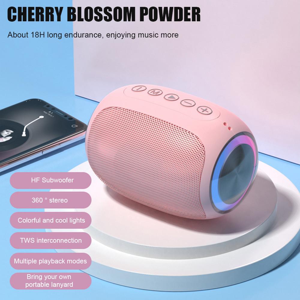 Loa di động Loa siêu trầm tương thích Bluetooth không dây Loa ngoài trời Âm thanh vòm hỗ trợ Đài FMTF Color: Pink