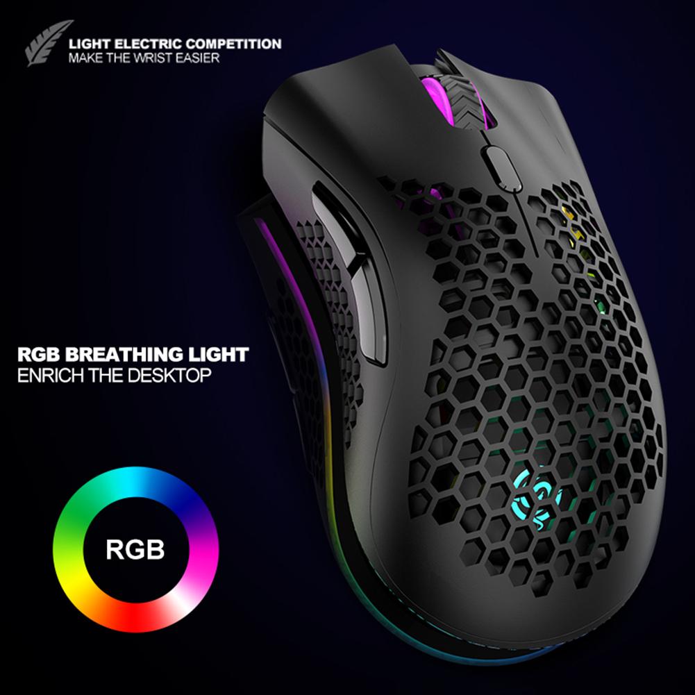 BM600 Rỗng Tổ Ong Game Thủ Chuột USB 2.4GHz Không Dây Màu RGB 7 Phím/800/1200/1600 DPI Sạc Chuột