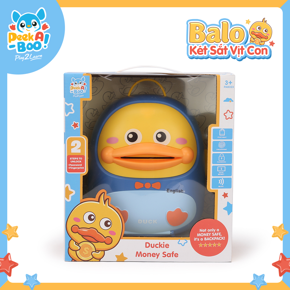 Đồ Chơi PEEK A BOO Đồ Chơi Balo Két Sắt Vịt Con Cho Bé-Xanh PAB023B