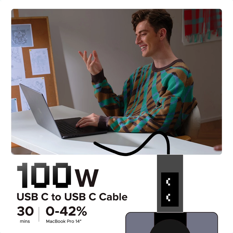 Cáp sạc nhanh 5A Uno USB-C sang USB-C 0,5m, 1m, 2m, 3m công suất 100W Ugreen hàng chính hãng