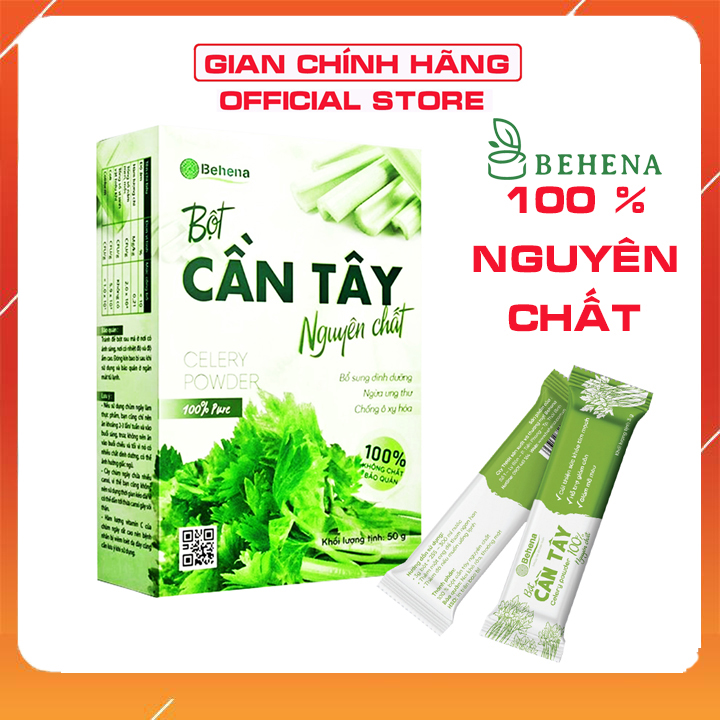 Bột Cần Tây Nguyên Chất Behena 50g - Cần Tây Sấy Lạnh Nghiền Mịn Bằng Cối Đá - Hỗ Trợ Giảm Cân - Mỡ Máu - Huyết Áp Cao