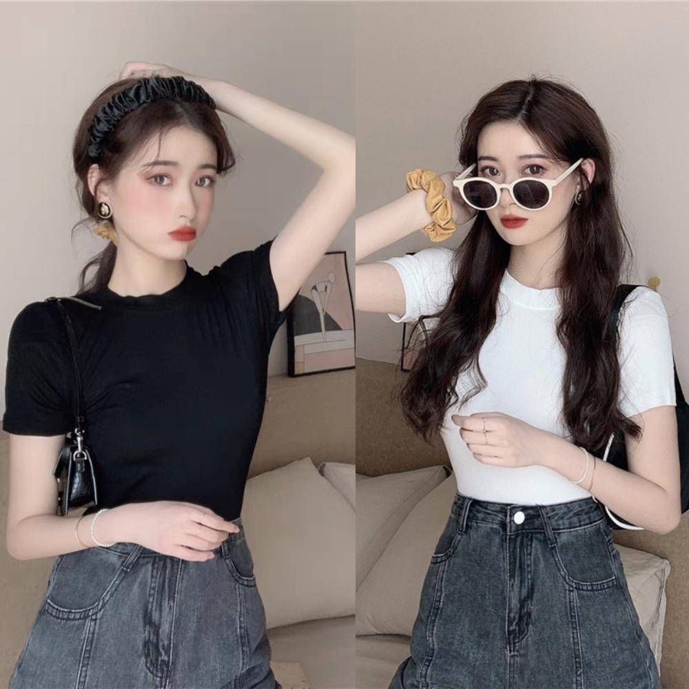 Áo thun bigsize nữ basic tay ngắn cổ tròn chất gân tăm co giãn phom rộng 60-92kg G102 - Xanh cốm
