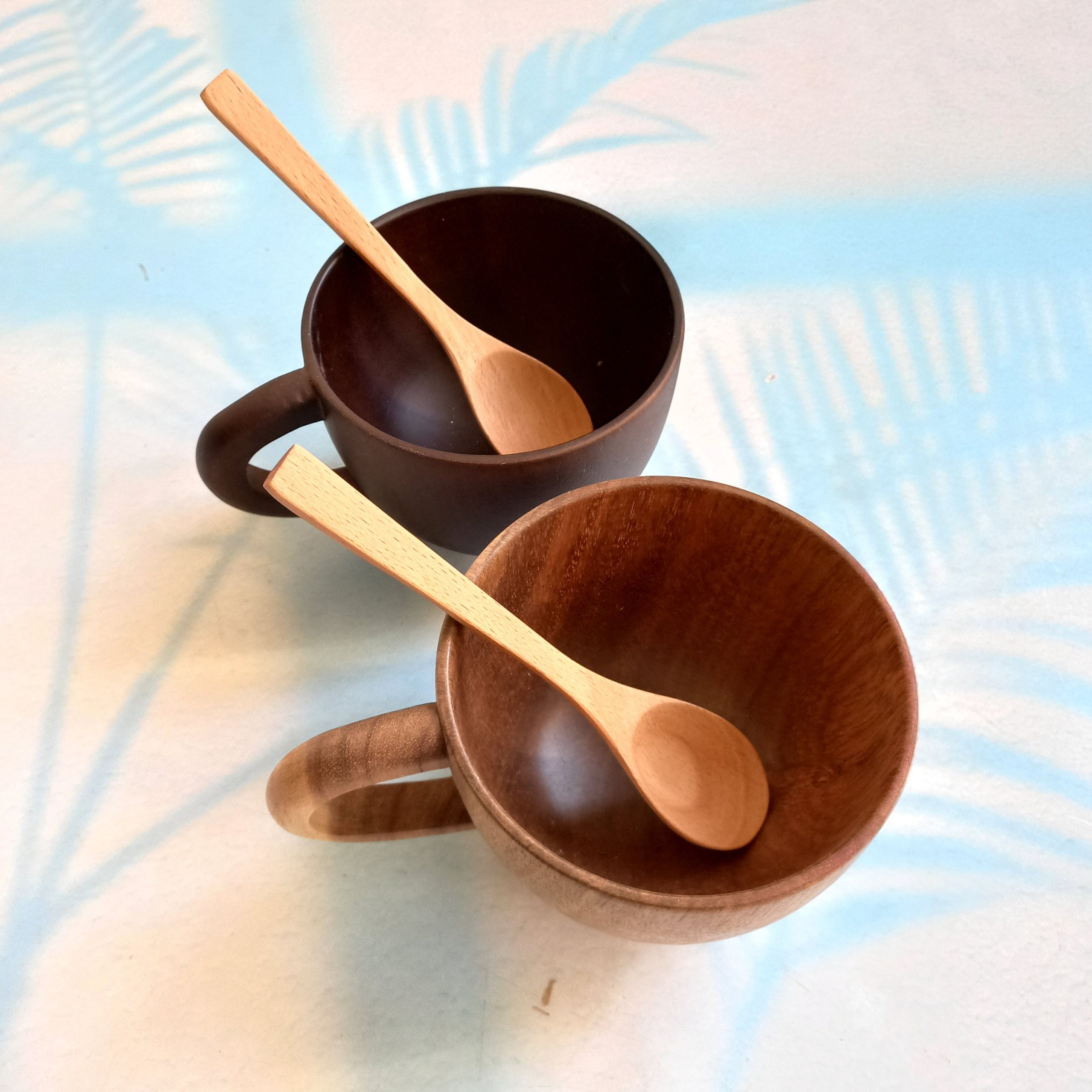 Cốc Gỗ có quai cầm màu tự nhiên/óc chó, Cốc Uống Trà, Cà Phê Nhâm Nhi Chill Chill
