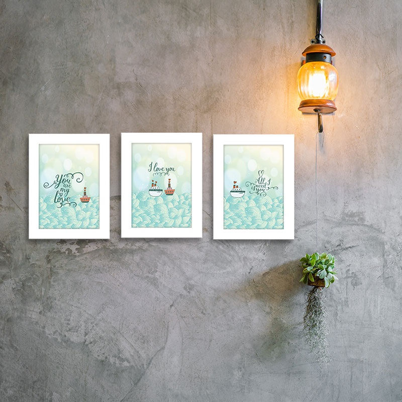 Bộ 3 khung ảnh treo tường màu trắng có ảnh y hình – WK100
