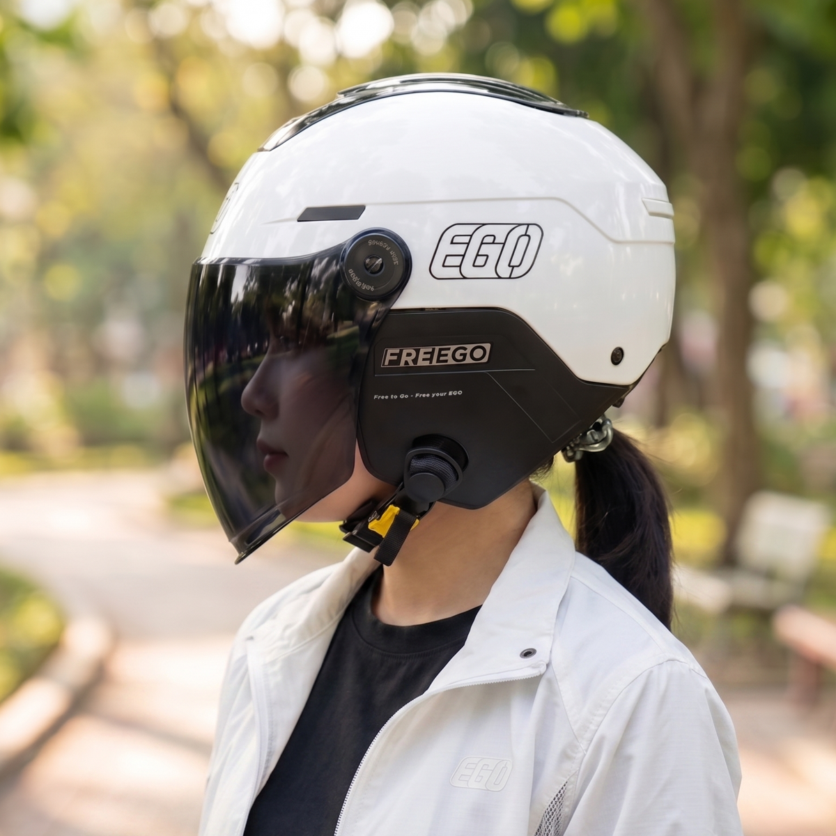 ️ Mũ Bảo Hiểm Nửa Đầu Có Kính Âm EGO E-24 Chính Hãng – Mũ 1/2 Đi Phố Thời Trang, Thoáng Khí, Siêu Nhẹ 700g