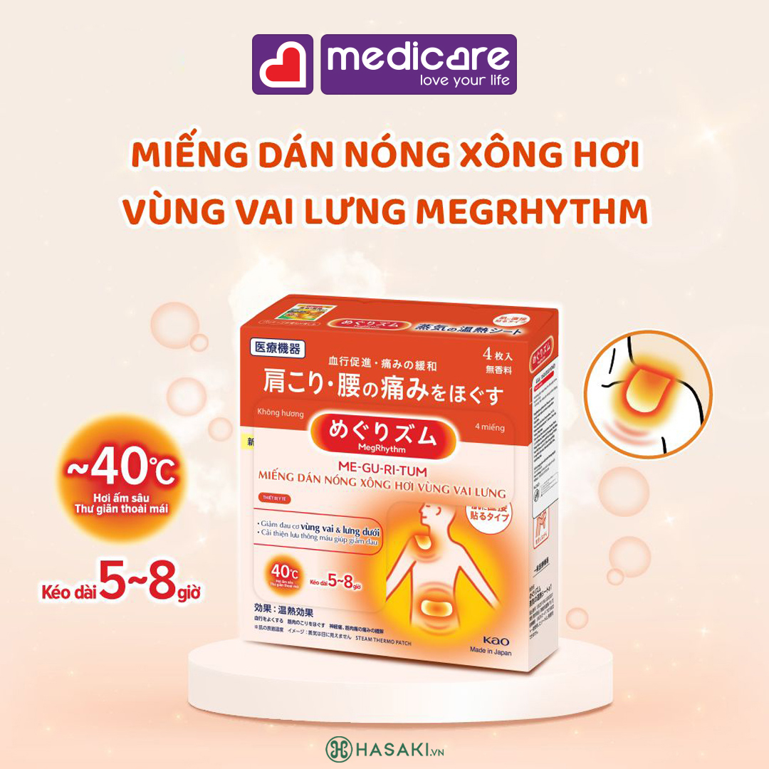 0133718 MegRhythm Miếng dán xông hơi vai lưng Hộp 4 miếng