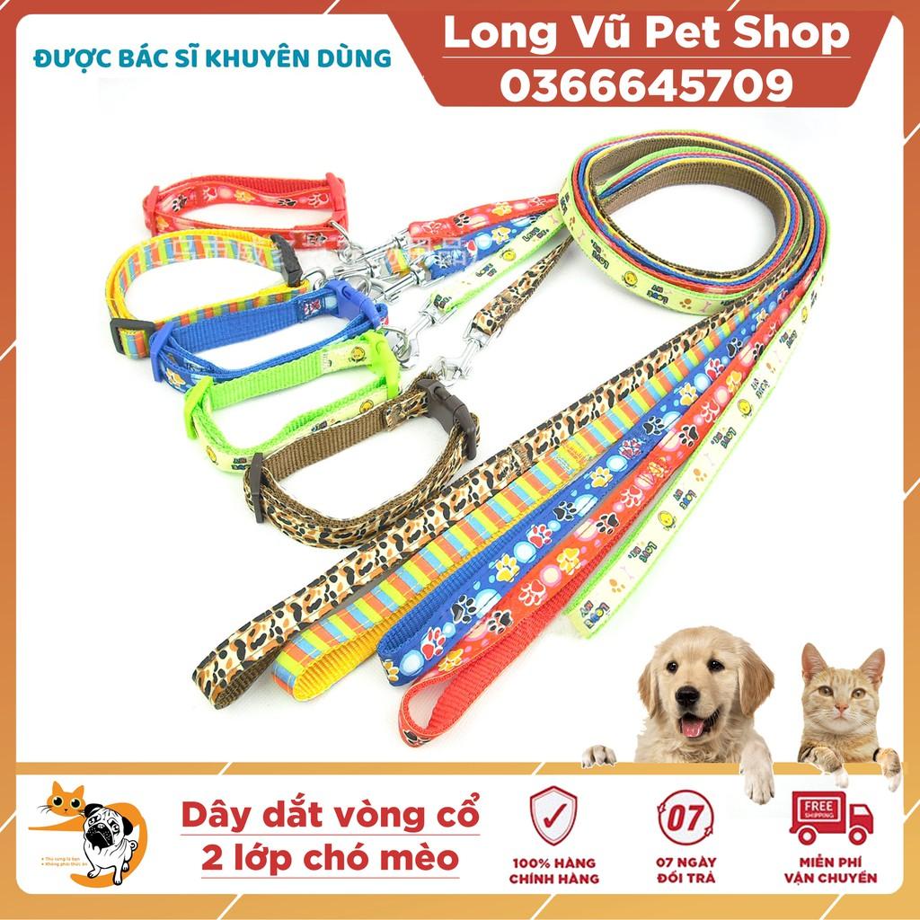 Dây dắt kèm vòng cổ 2 lớp dày dặn cho chó mèo