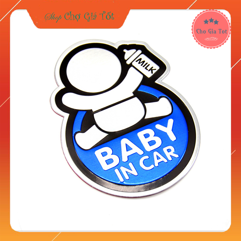 Tem dán Baby In Car bằng NHÔM trang trí ô tô xe hơi