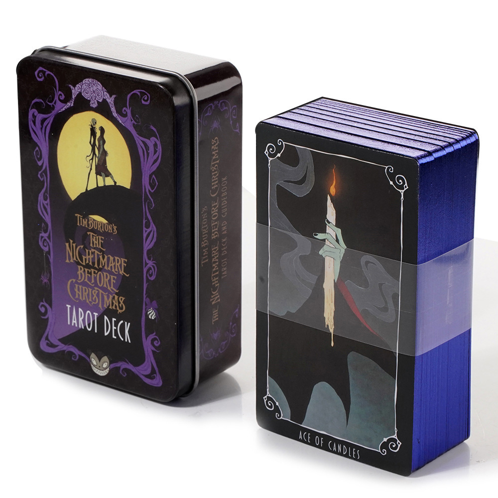 [Mạ Cạnh] Bộ Bài The Nightmare Before Christmas Tarot Hộp Thiếc Mạ Cạnh Xanh 78 Lá Tặng Đá Thanh Tẩy