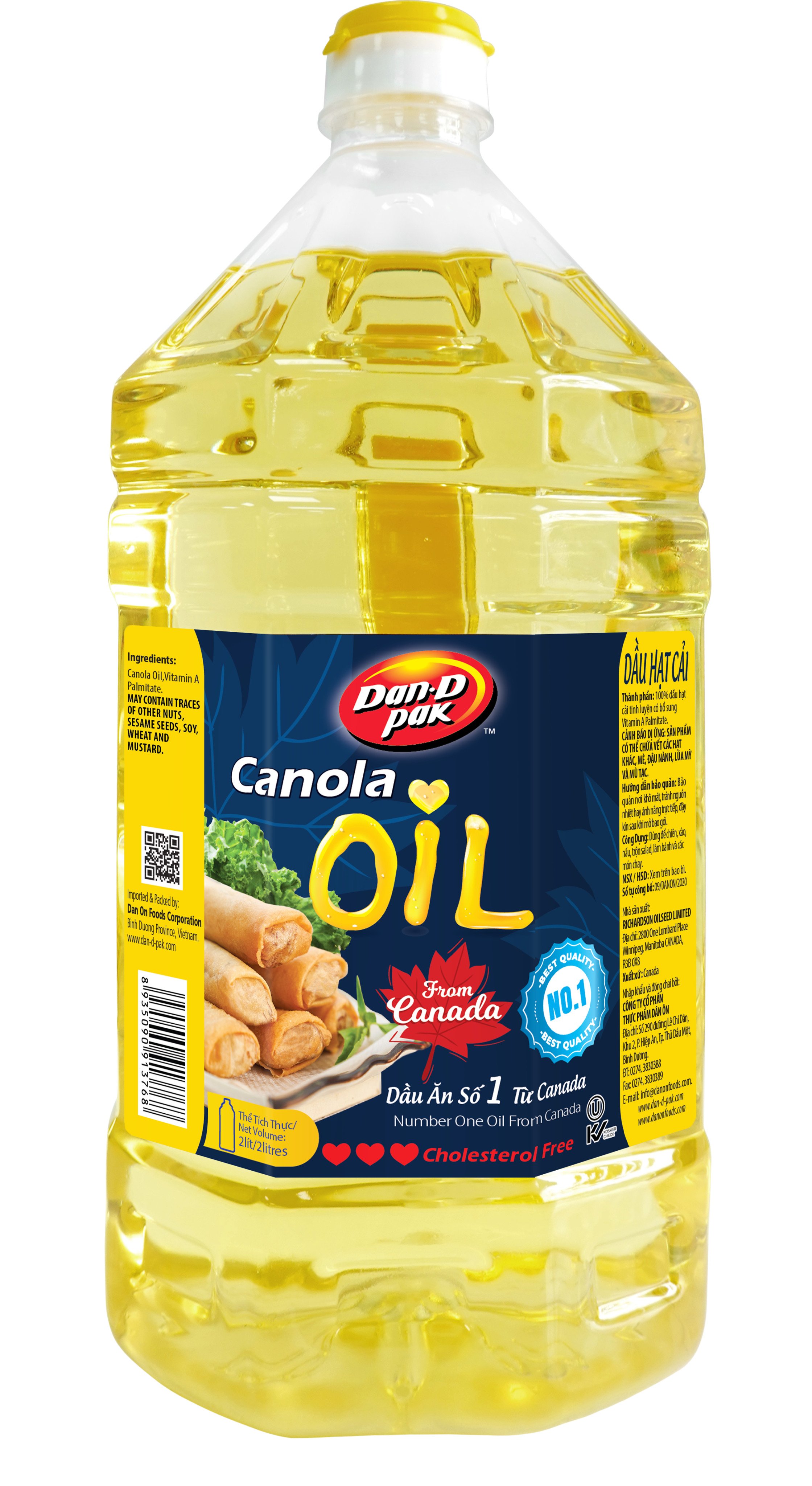 DẦU CẢI CANOLA OIL 2 LÍT DAN D PAK