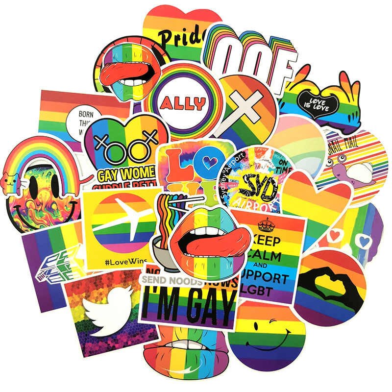 Set 60 sticker LGBT cầu vồng hình dán có ép lụa