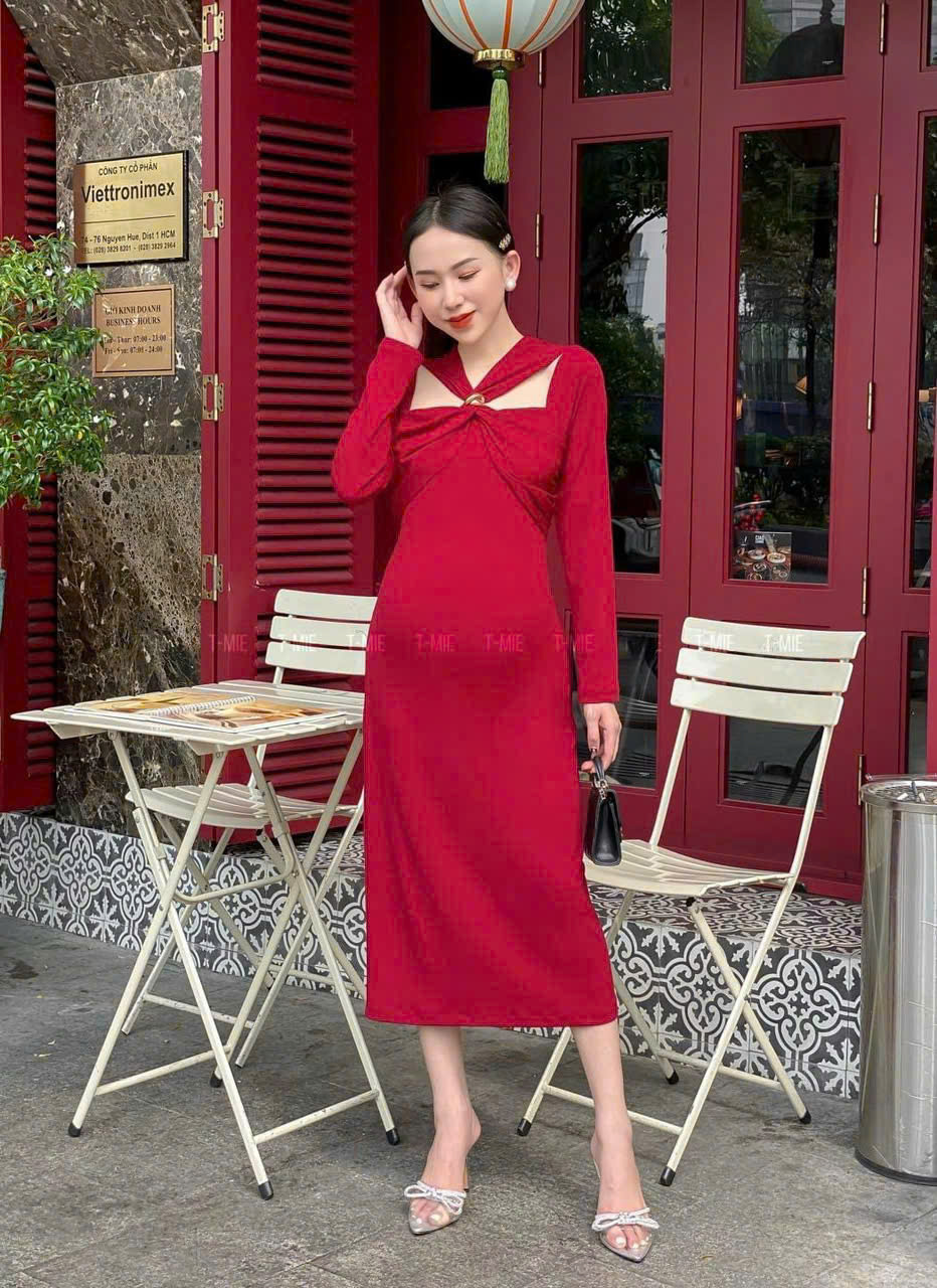 Váy Bầu Dự Tiệc Azuno V95 Chất Liệu Len Tăm Mềm Min- Hàng Thiết Kế phong cách hàn quốc hiện đại, trẻ trung gọn dáng cho mẹ bầu mùa đông mới