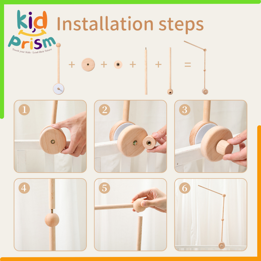 Treo nôi cũi bằng gỗ cho bé sơ sinh giúp phát triển thị giác (Giáo cụ Montessori)