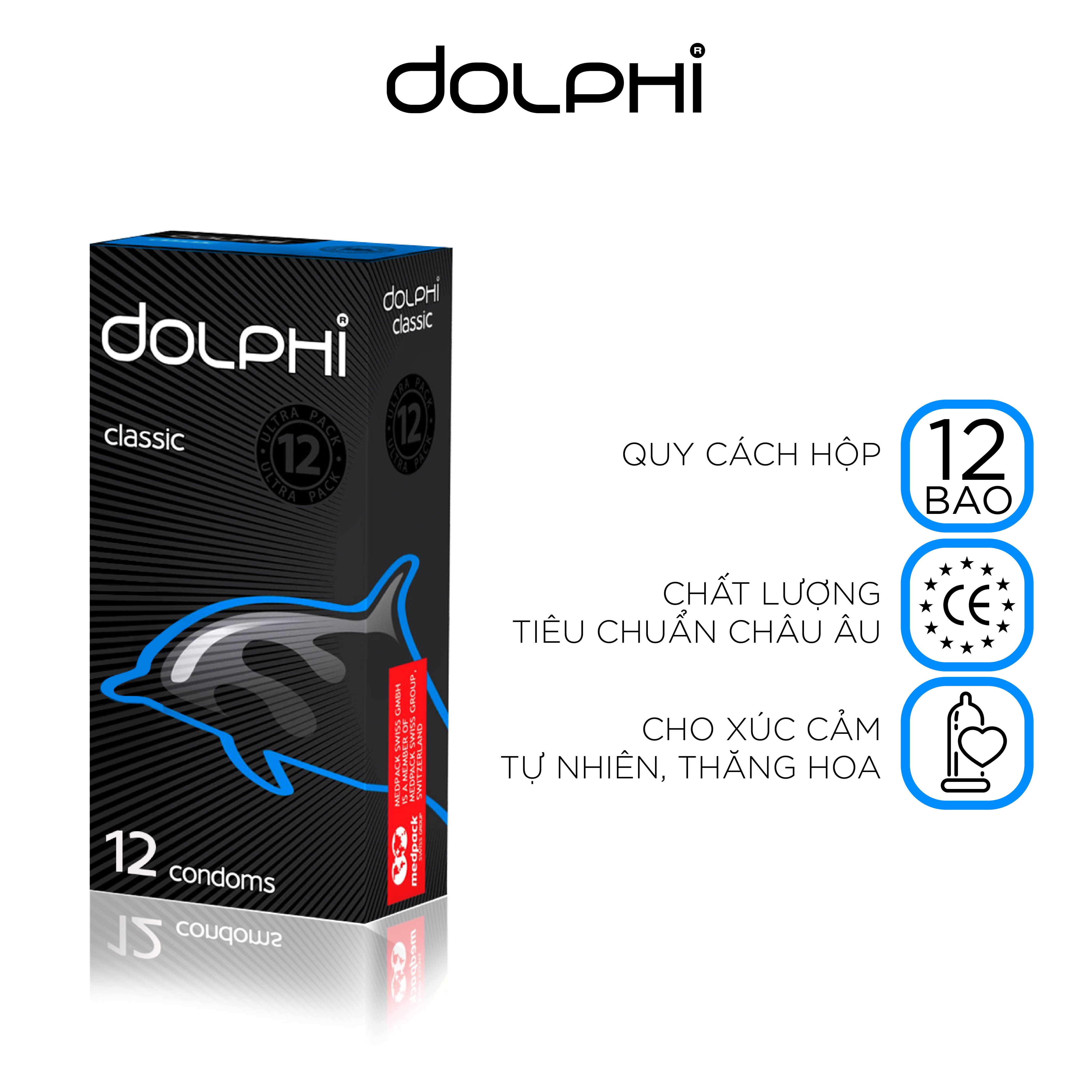 Bao Cao Su Siêu Mỏng Tự Nhiên Dolphi Classic (12 bao)