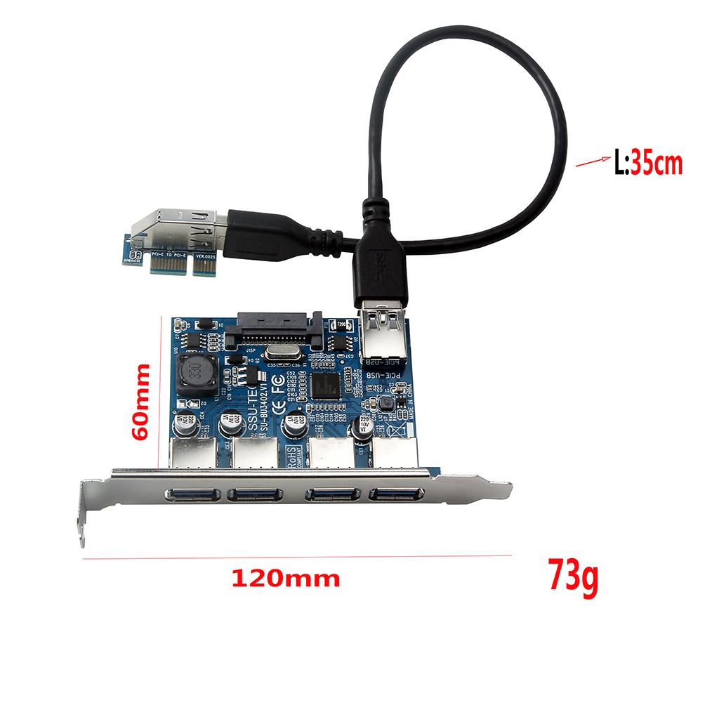 Bốn cổng USB 3.0 Siêu nhanh 5Gbps PCI-E Thẻ mở rộng PCI Express Adapter Chuyển đổi Thẻ Mô-đun cấp nguồn