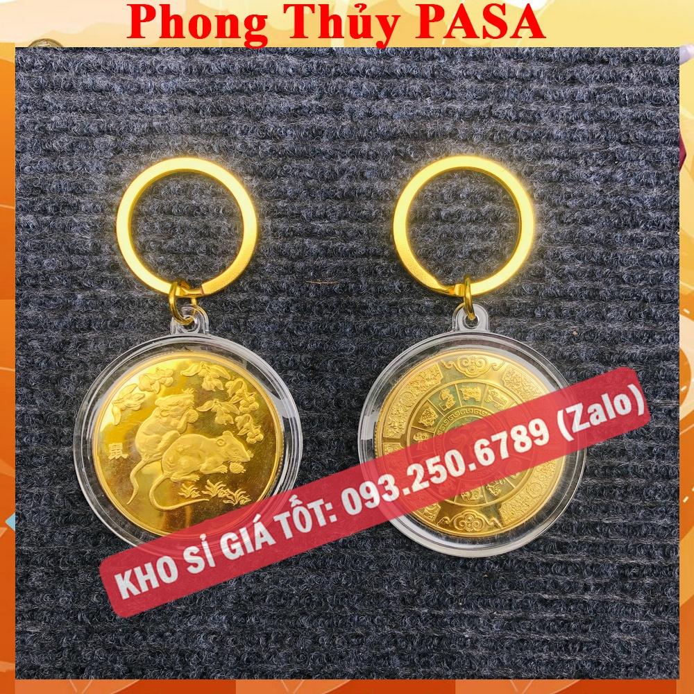 Móc Khóa 12 Con Giáp CON CHUỘT - TÝ Đồng Xu Phong Thủy May Mắn - Ecoins