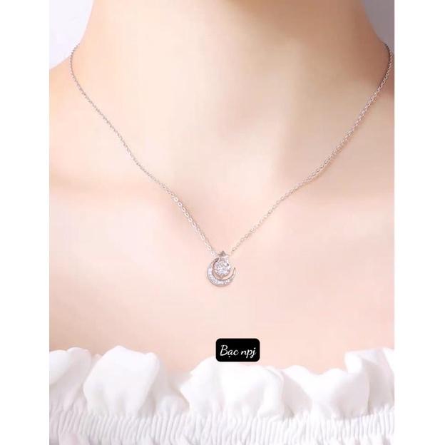 Dây chuyền trăng sao, Vòng cổ liền mặt Bạc Ta ️ XINH XẮN ️ cho nữ - Bạc Npj