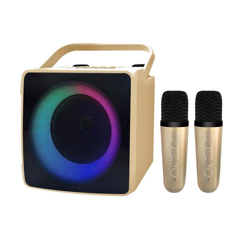 SD508 Karaoke Gia Đình Loa Bluetooth Di Động Micro Không Dây Kép Truyền Hình Trực Tiếp Đài FM Thẻ TF Loa Siêu Trầm USB Trung Tâm Âm Nhạc Âm Thanh Color: Gold