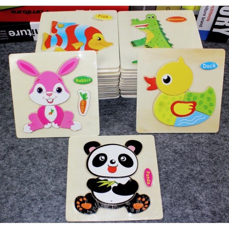 Tranh ghép gỗ 3D có kèm tên tiếng anh cho bé