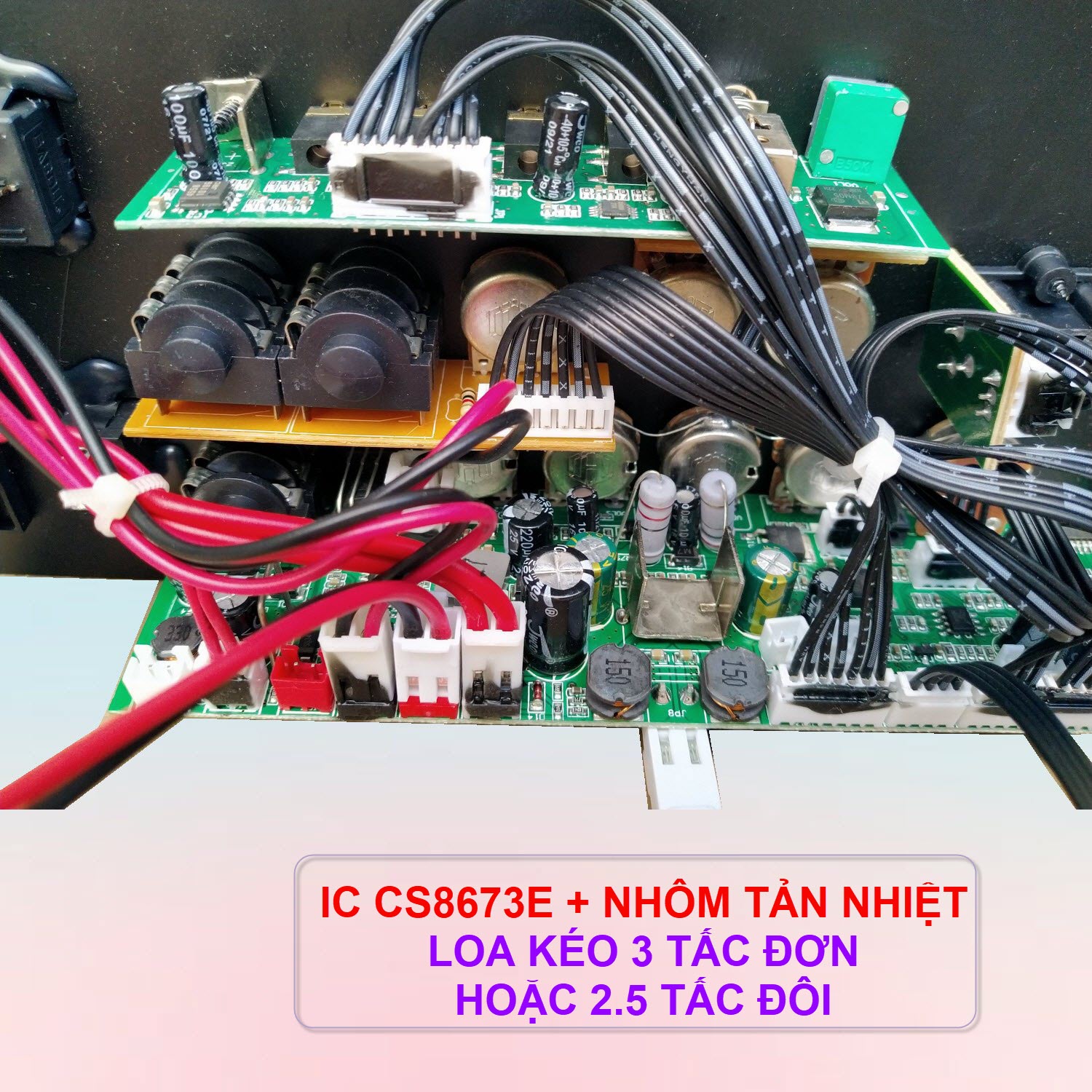 Mạch loa kéo CS8673E 130W LIVESTREAM - DSP lập trình chống hú, chỉnh Bass Treble Micro, nguồn xung 220V, loa kéo 3 tấc ĐƠN hoặc 2.5 tấc ĐÔI