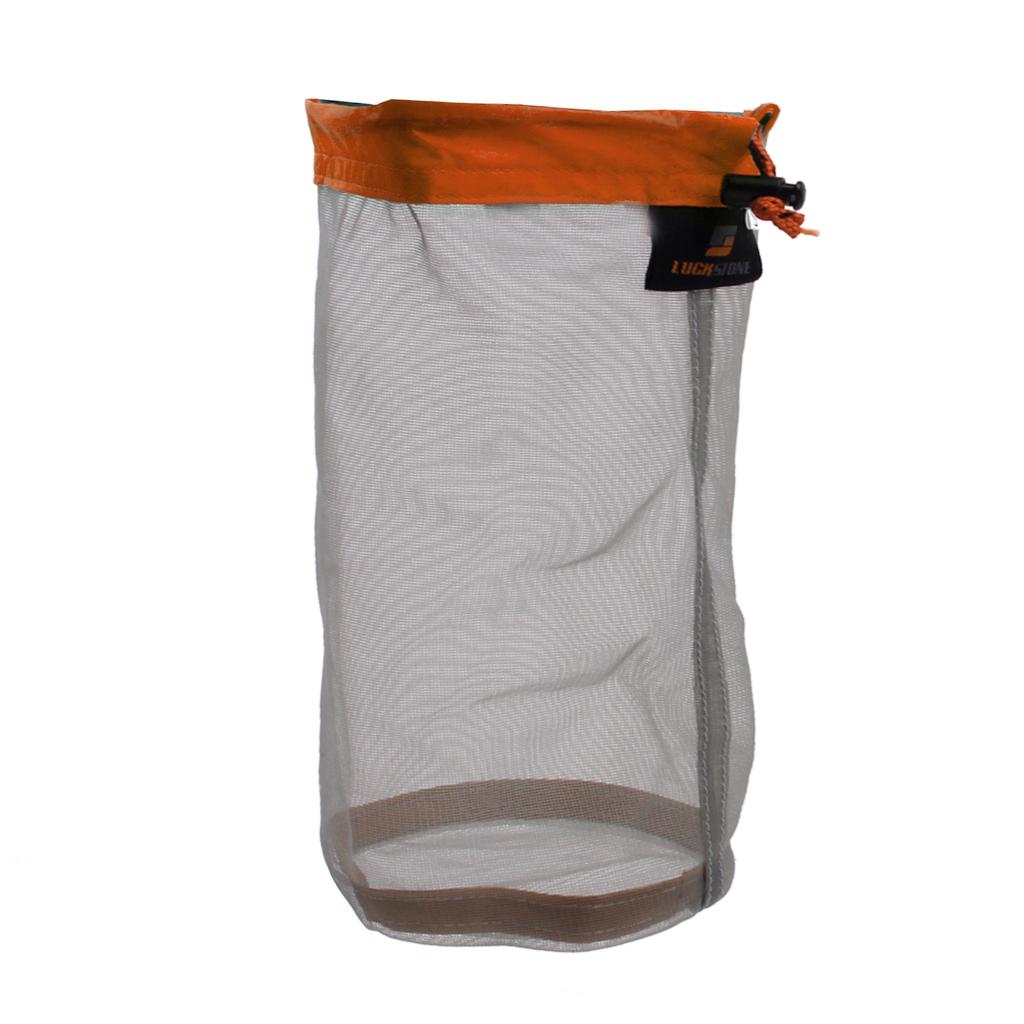 3x Mesh Drawstring Bag Nylon Mesh Bag Storage Bag for Camping Outdoor Sports