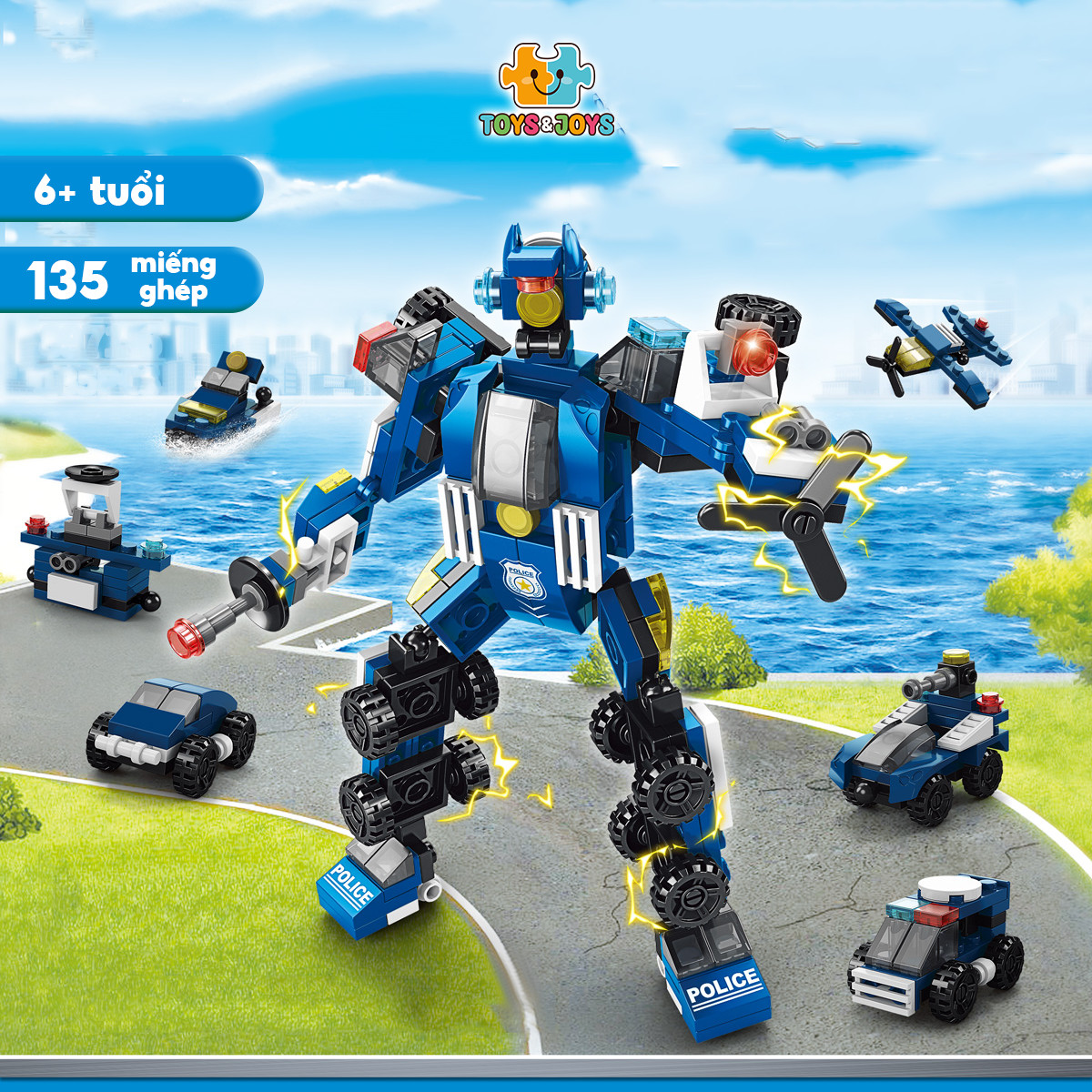 Đồ chơi lắp ráp Chiến binh cảnh sát siêu cấp 6 trong 1 – Super Police Warrior - Toys &amp; Joys