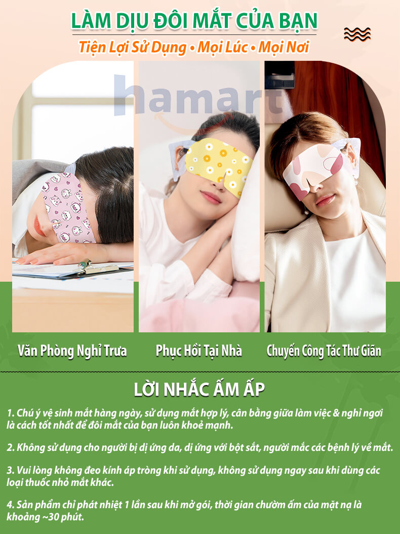 Hộp 5 Mặt Nạ Mắt Nóng Xông Hơi Nước Tinh Dầu Ngải Cứu Spa Chườm Ấm Mắt Ngủ Ngon Giảm Khô Nhức Mỏi Quầng Thâm