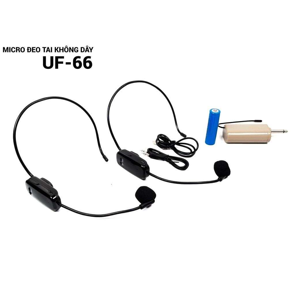 Bộ đôi micro đeo tai JOA UF 66- Micro thuyết trình trợ giảng không dây UHF- Đầu thu 6.5mm chuyên thuyết trình, dạy học