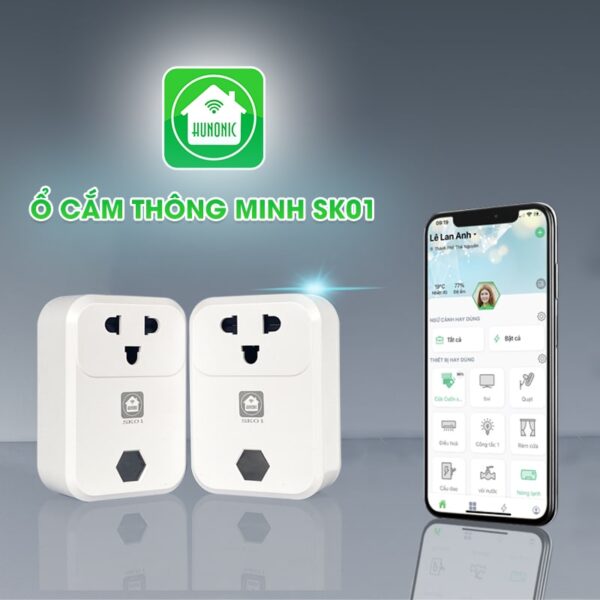 Ổ cắm thông minh Hunonic SK01 Điều khiển từ xa qua điện thoại [Hàng Chính Hãng]