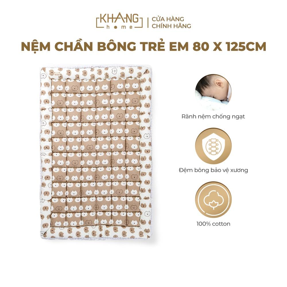 Nệm Trẻ Em Chần Bông Khang Home BabySafety An Toàn Giấc Ngủ Cho Bé Sơ Sinh Size 80x125cm