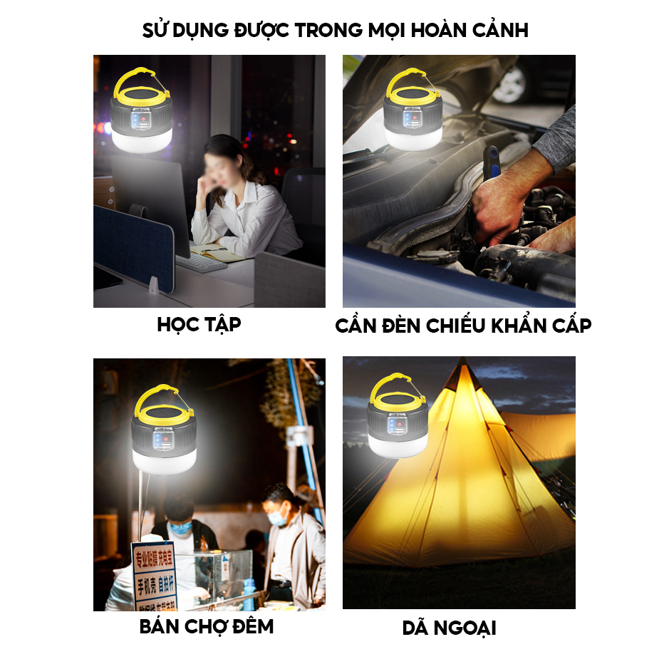 Đèn Treo Tích Điện Năng Lượng Mặt Trời Có Đèn Báo Pin Tiện Lợi Và Quai Treo Móc 2 Trong 1