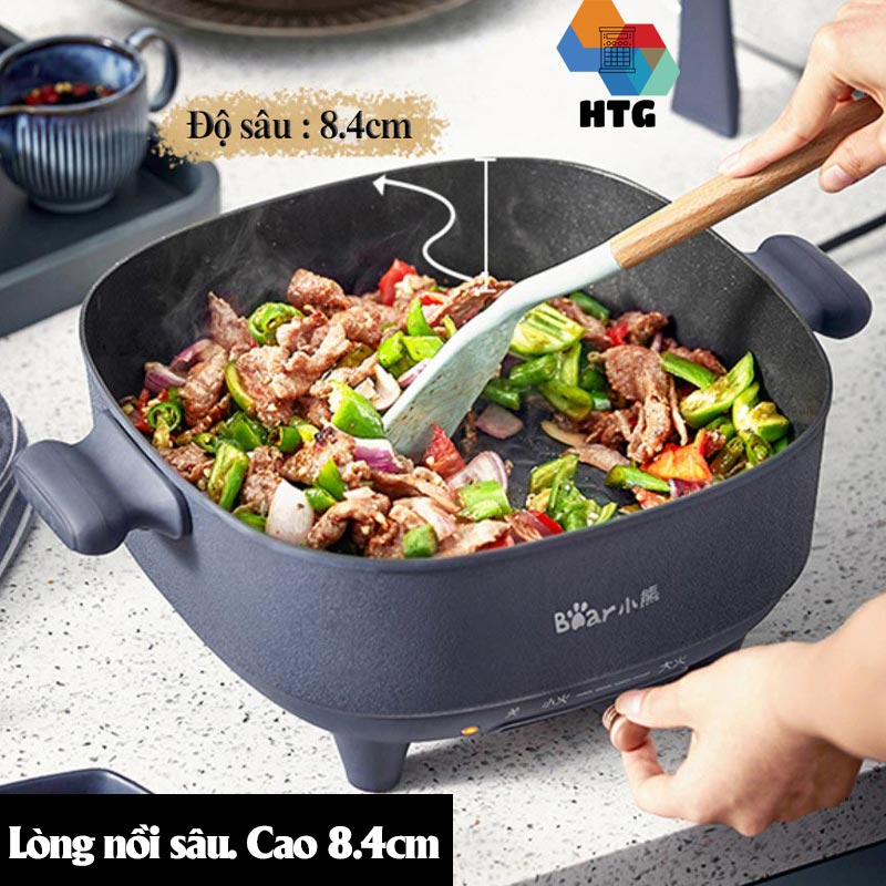 Nồi lẩu điện đa năng 6 lít Bear DHG-C60F2 thanh gạt thế hệ mới, chế độ tự ngắt khi hết nước, 3 mức nhiệt tiện lợi, hàng chính hãng