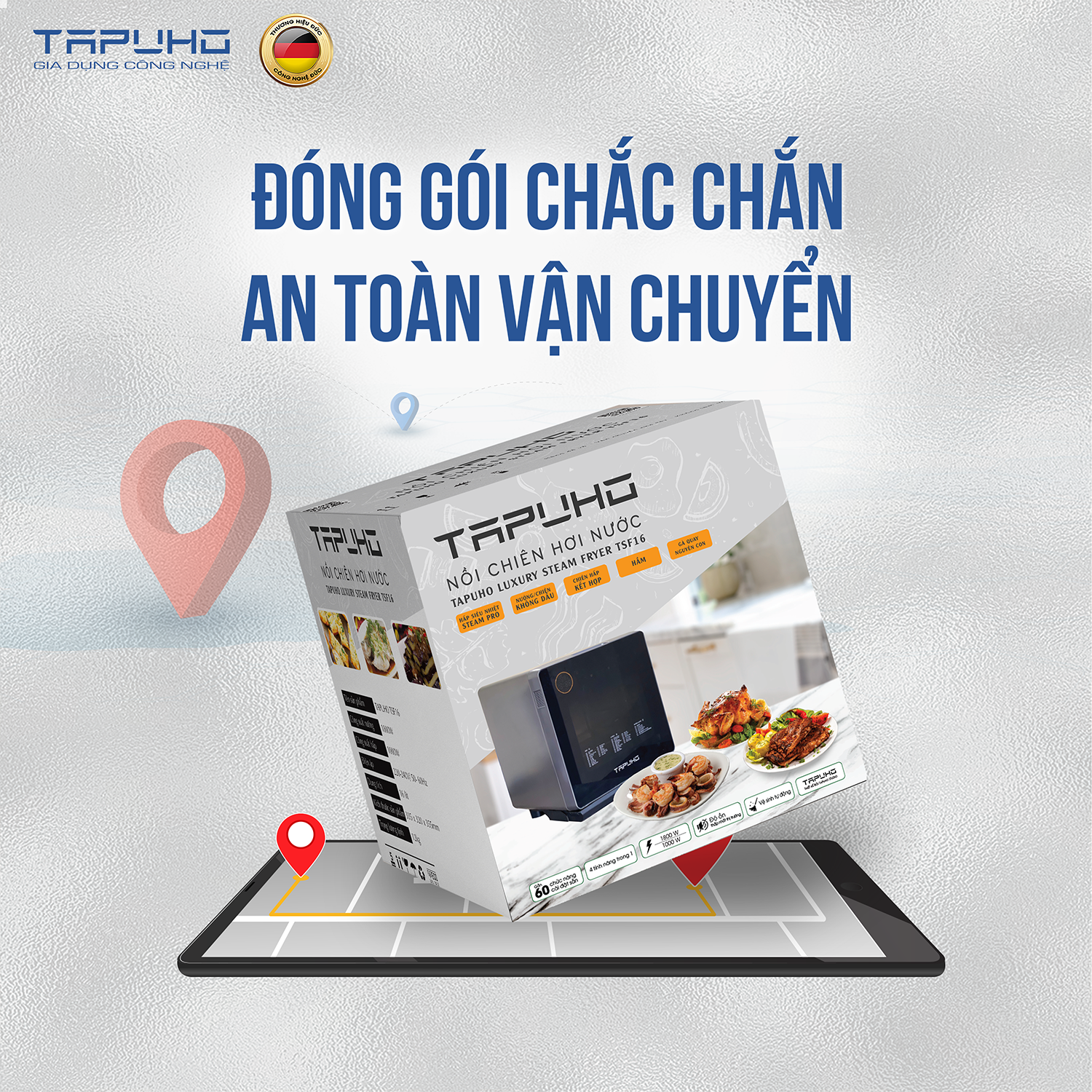 Nồi chiên hơi nước Tapuho TSF16 - thương hiệu Đức