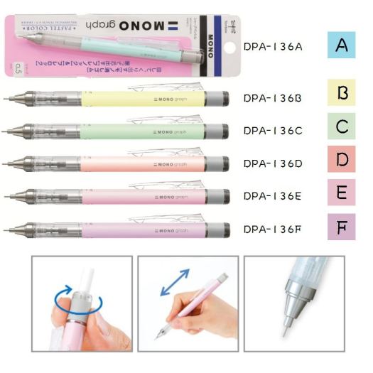 Bút Chì Kim Lắc Màu Pastel Tombow Mono Grap DPA-136 Ngòi 0.5mm