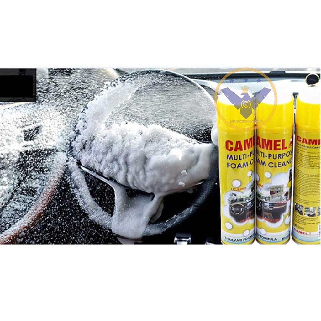 2 chai xịt bọt tẩy vệ sinh nội thất xe ô tô đa năng Camel Foam Cleaner 650ml
