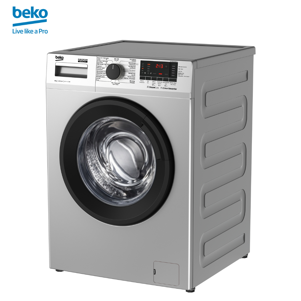 Máy Giặt BEKO 8kg Cửa Trước, Giặt Hơi Nước Steamcure, Cảm Biến Thông Minh Optisense - WCV8614XB0STS - Hàng Chính Hãng