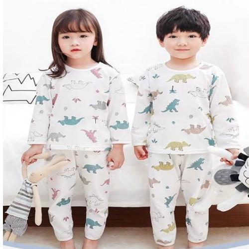 Bộ dài tay in hình khủng long toàn thân cho bé yêu chất cotton mềm mại