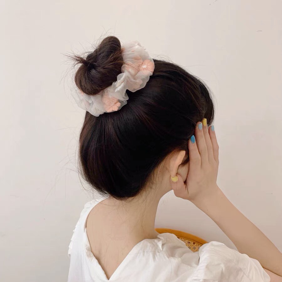 dây cột tóc scrunchies - kẹp tóc nơ hoa