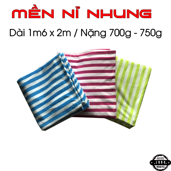 Chăn mền Len sọc xanh dương 1m6 x 2m / 800g - 900g - xanh lá