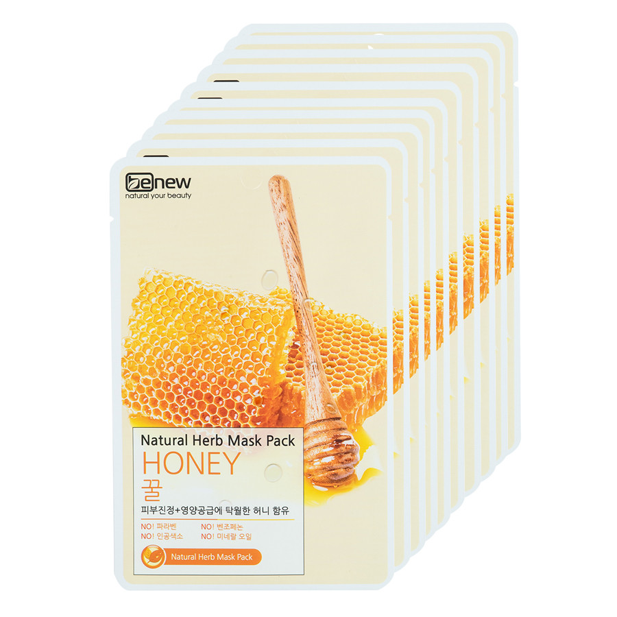 Combo 10 Miếng Mặt Nạ Giấy Mật Ong Benew Natural Herb Mask Pack Honey (22g / Miếng)