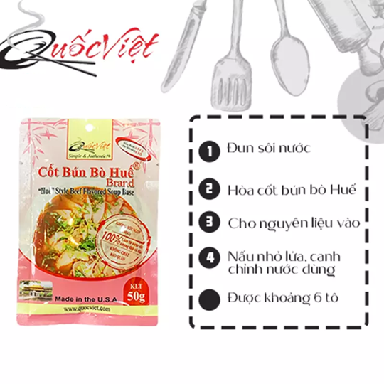 COMBO 4 gói Gia vị Cốt Bún Bò Huế Quốc Việt - 4 x 50g - VN10502