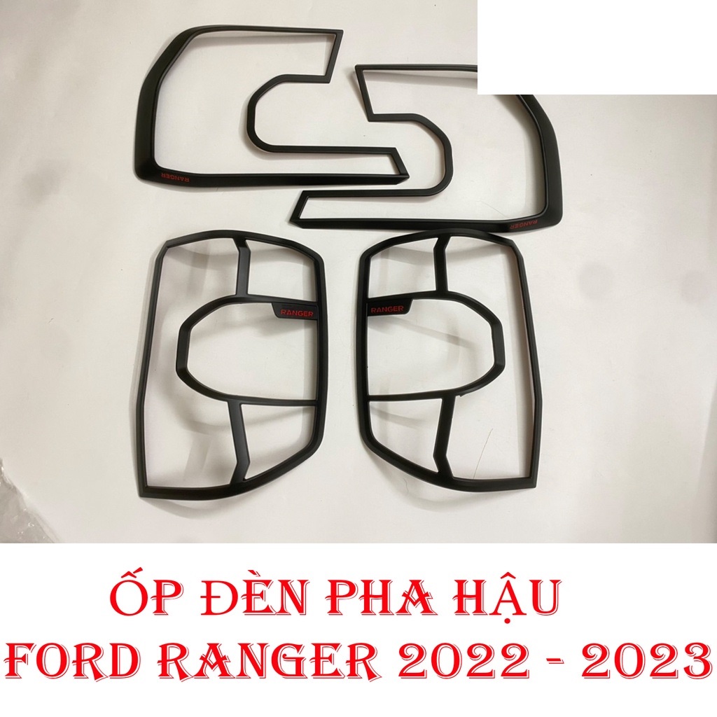 Ốp viền đèn pha, hậu xe Ford Ranger đời 2022 2023 chất liệu nhựa đen cao cấp