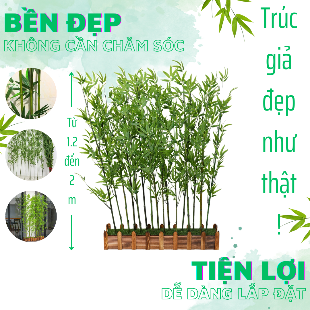 Set cây trúc giả nhiều lá loại 1, Dùng trang trí nhà ở, cửa hàng