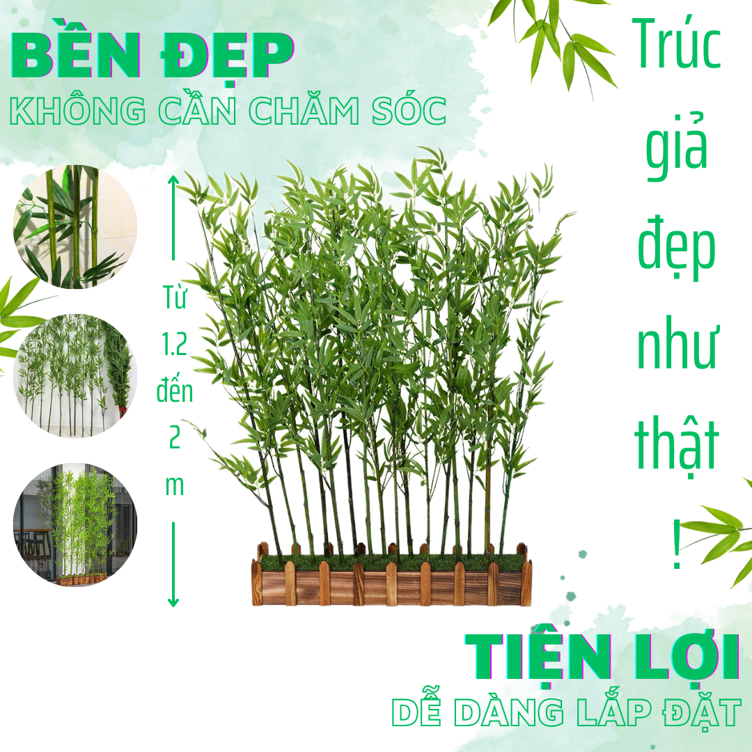 5 cây trúc dài 1m5 trang trí decor nhà cửa nội thất phòng khách ban công