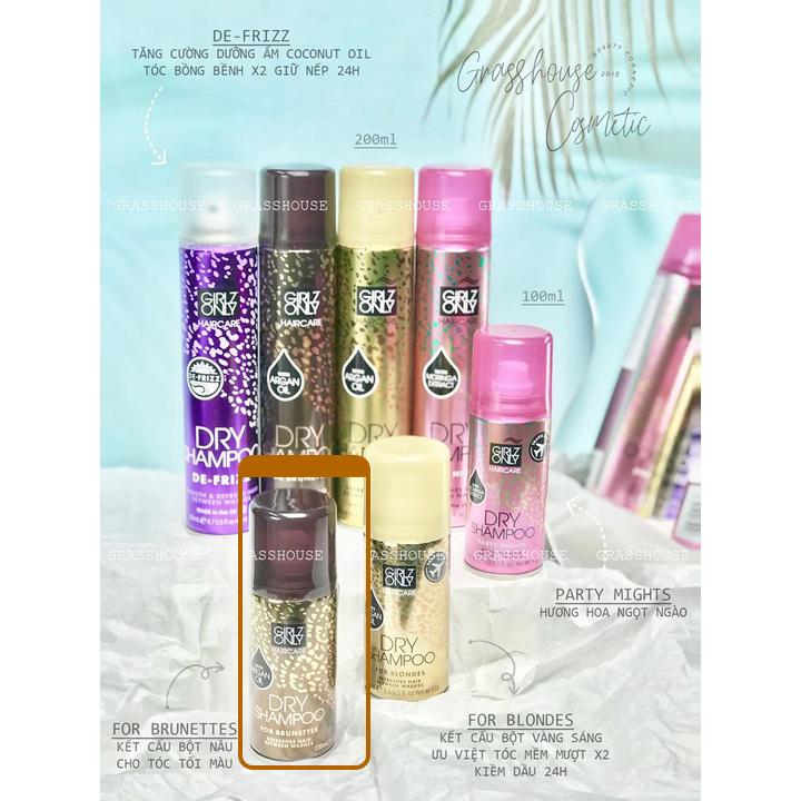 Dầu Gội Khô Girlz Only For Brunette (Nâu) Travel Size 100ml